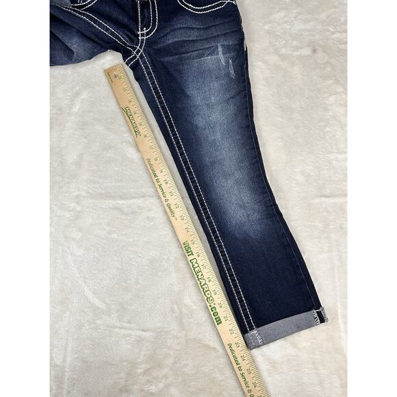 Vanity Premium Collection Jeans Womens 26x24 Slim Crop Embellished Triple Button - Picture 5 of 9